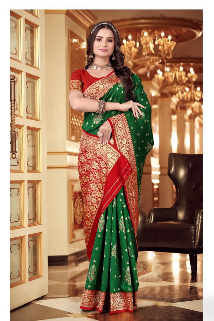 Aab Eiris Green Soft Lichi Silk Sarees Suppliers In India